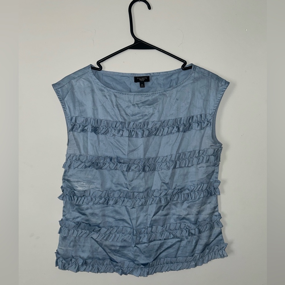 Talbots 100% cotton sleeveless top blue size 4 4P